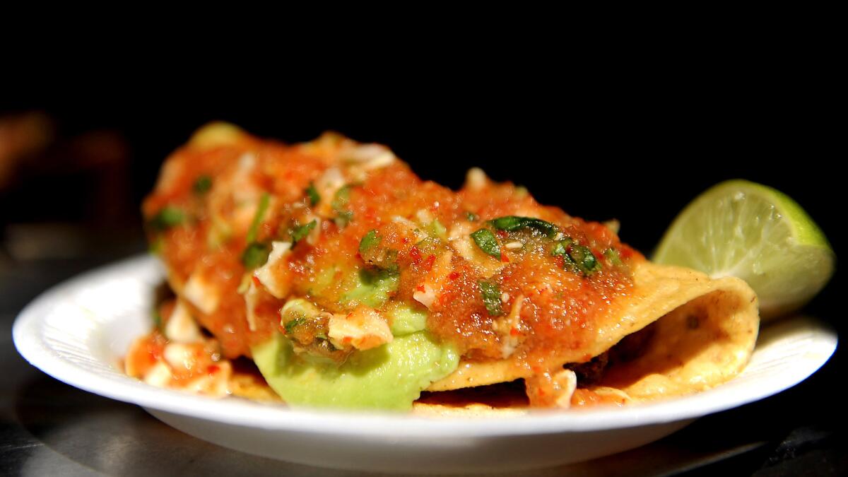 Tacos dorados de camarones from Mariscos Jalisco