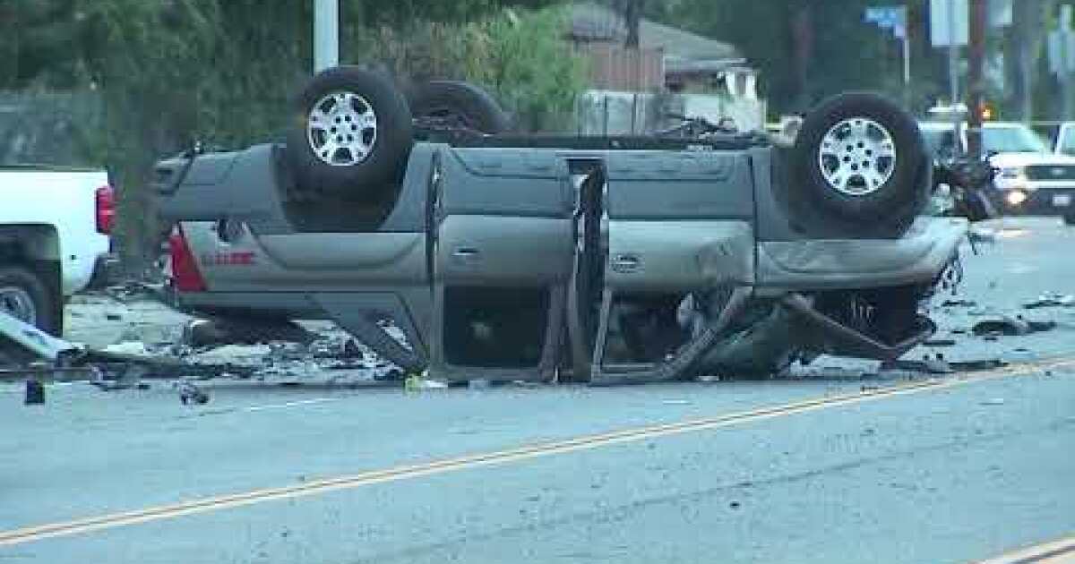 Car split in half, vehicle flipped on its roof in fatal crash in