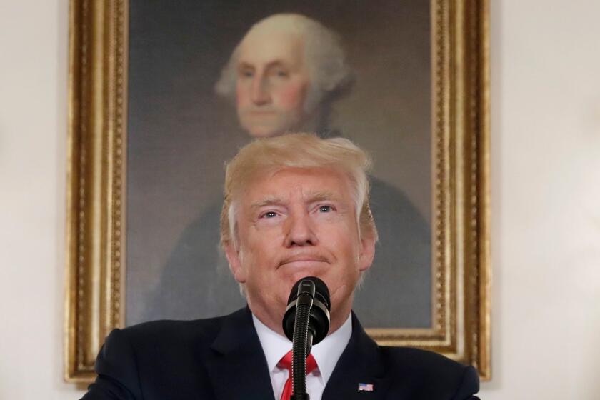 In this Aug. 14, 2017, photo, President Donald Trump pauses while speaking in the Diplomatic Reception Room of the White House in Washington. Is it really so far-fetched to put Robert E. Lee in the same category as George Washington, as President Donald Trump suggested Tuesday? Many historians say yes. (AP Photo/Evan Vucci, File)