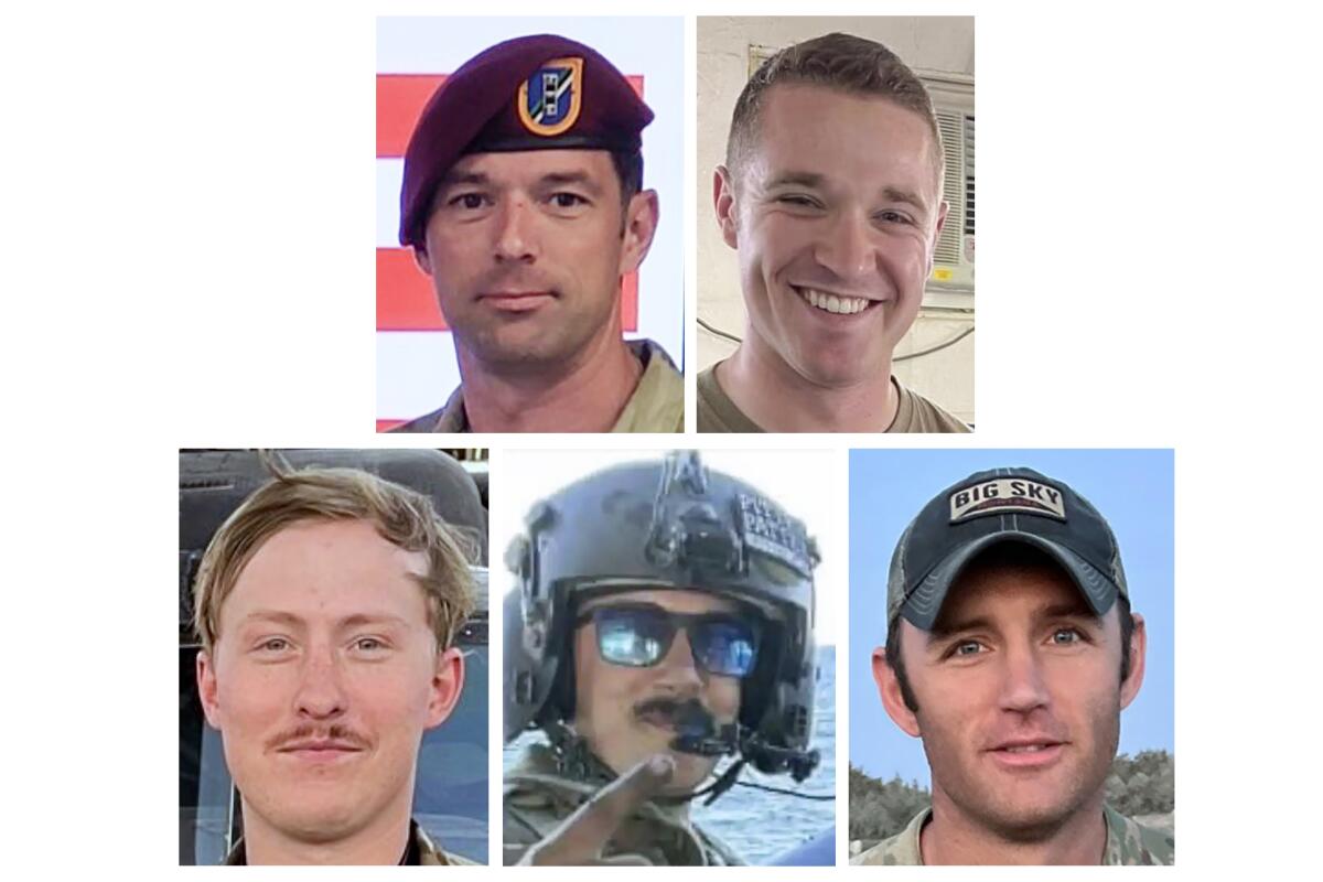 Photo shows the five Army aviation special operations forces killed in the crash.