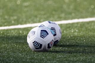 Soccer balls are seen before an NWSL Challenge Cup soccer match between the North Carolina Courage and the Gotham FC, Tuesday, April 20, 2021, in Montclair, N.J. (AP Photo/Adam Hunger)