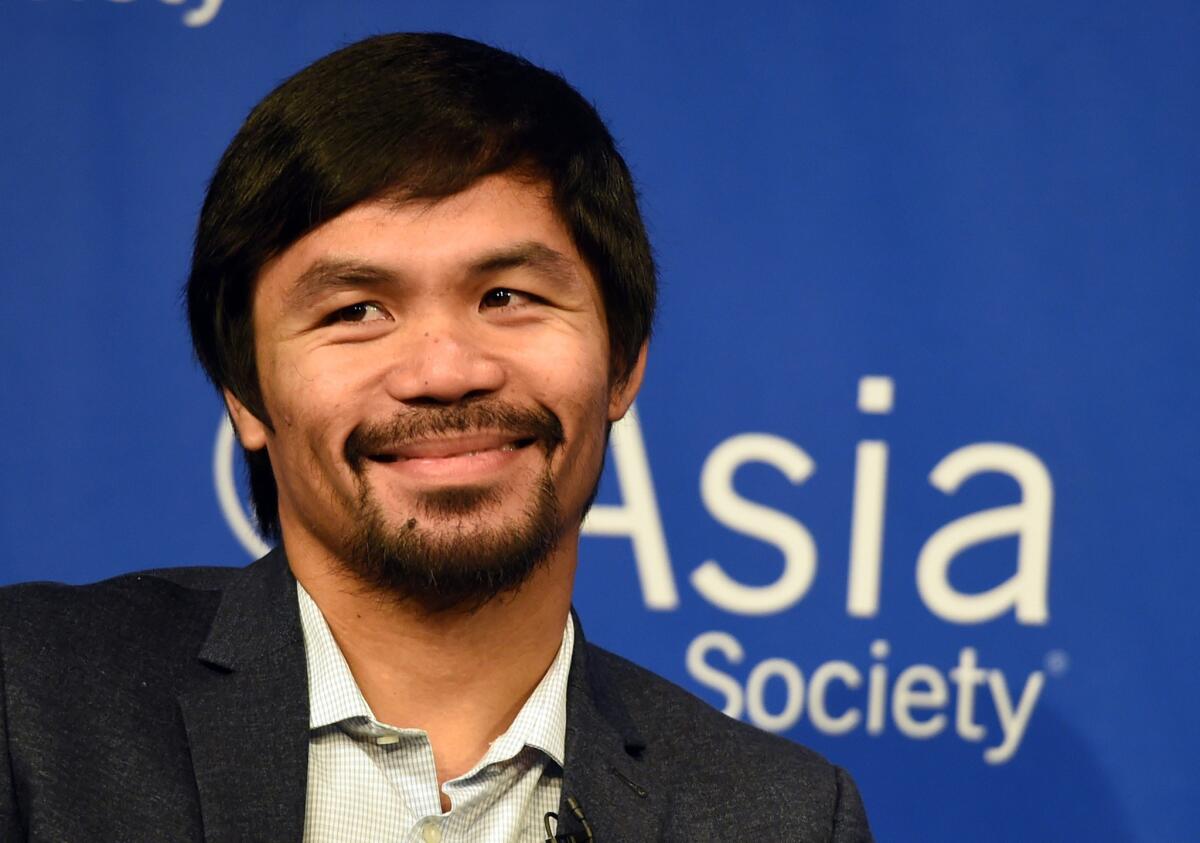 A spokesperson for Manny Pacquiao says the boxer isn't ready to name his next opponent.