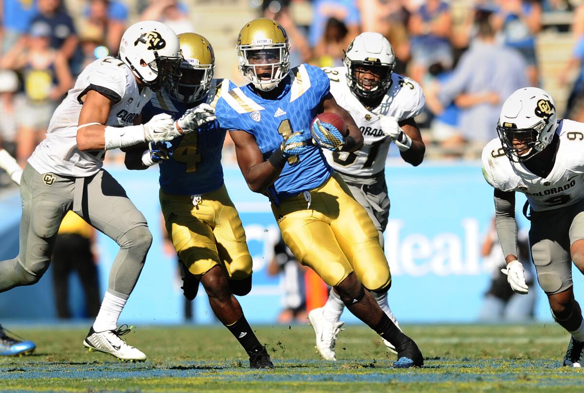 UCLA running back Soso Jamabo carries the ball against Colorado on Oct. 31, 2015.