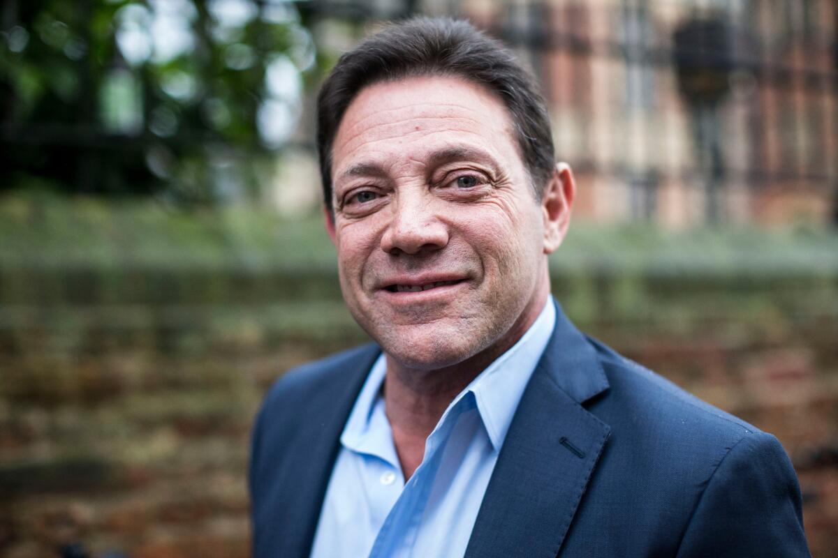March 2018 image of former stockbroker Jordan Belfort at the Oxford Union in England.