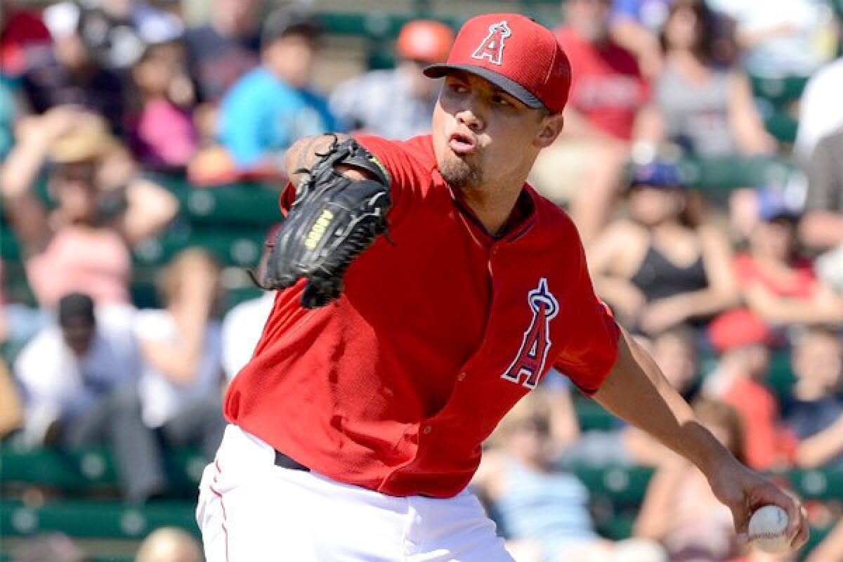 Hector Santiago struck out five batters over four innings in the Angels' 3-2 loss Friday to the Chicago Cubs.