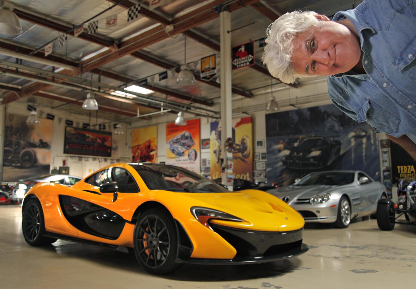 Leno with his 903-horsepower, $1.2-million McLaren P1 supercar.