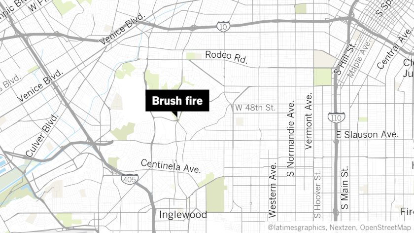 A brush fire was reported Wednesday in Baldwin Hills.