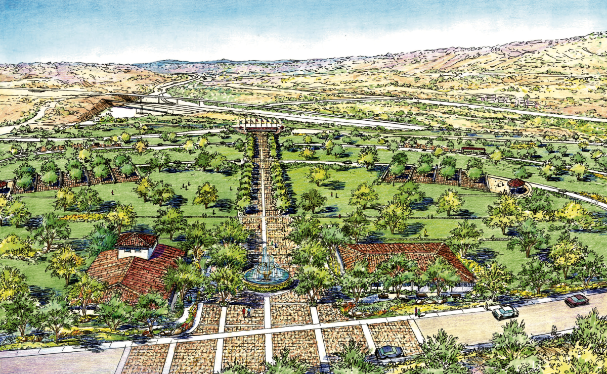 A rendering of the proposed veterans cemetery in Anaheim Hills supported by the Anaheim City Council.