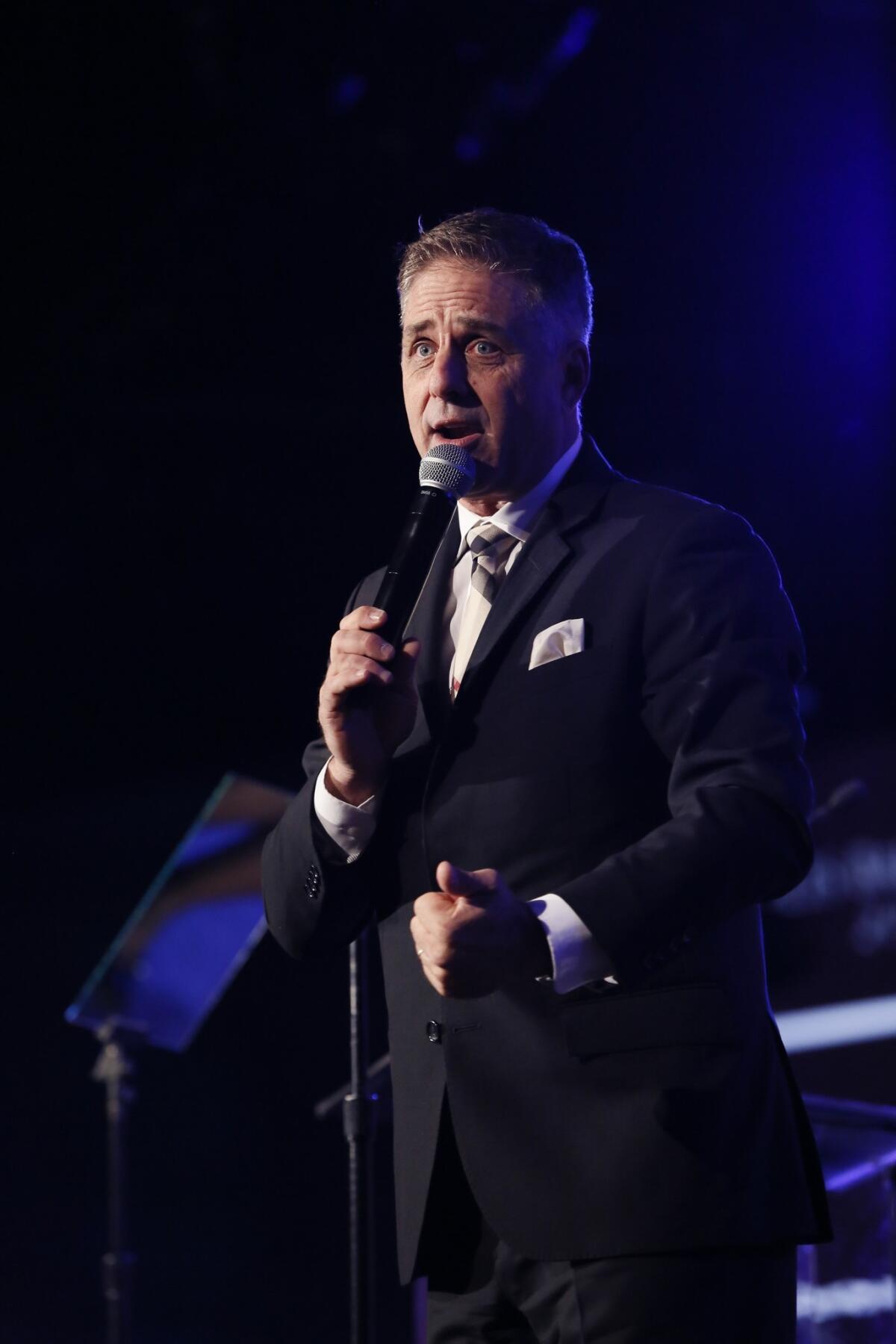 Mark L. Walberg speaks during the Los Angeles Ballet Gala.