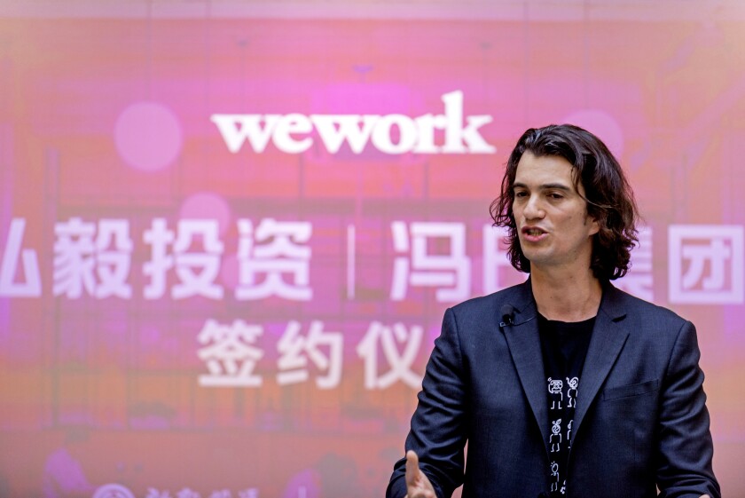 Adam Neumann, who resigned Tuesday as chief executive officer of WeWork. The office space company's public offering has been canceled.