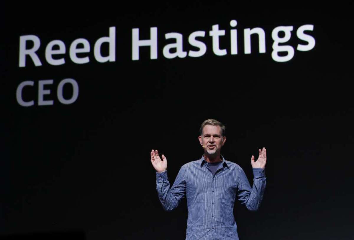 Netflix Chief Executive Reed Hastings speaks at the Facebook f8 conference in San Francisco in 2011.