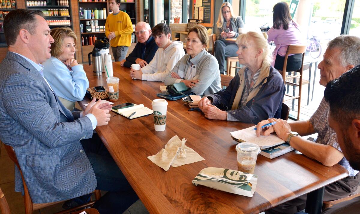 Mayor Will O'Neill hosted a "coffee with the Mayor" last Friday at Starbucks on Coast Highway.