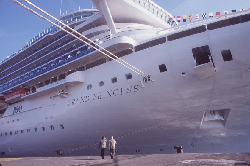 In June, 1998, the Grand Princess was not only new, it was the largest cruise vessel ever built, holding about 3,100 passengers. And it was built in a shipyard at Monfalcone, Italy, so when Grand Princess came to call at Naples, the locals came out to cheer. These two guys were joined by hundreds more and somebody cranked up some Andrea Bocelli on the P.A. system. Nice moment. Nowadays a bunch of younger, bigger ships are operating, but the refitted Grand Princess carries on, now based in San Francisco.
