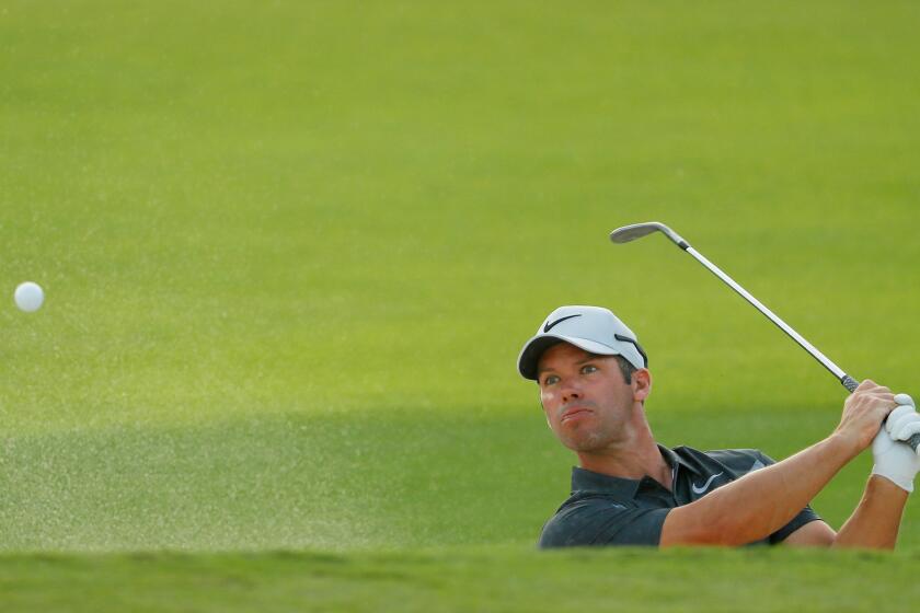 ATLANTA, GA - SEPTEMBER 23: Paul Casey of England plays a shot from a bunker on the 18th hole during the third round of the TOUR Championship at East Lake Golf Club on September 23, 2017 in Atlanta, Georgia. (Photo by Kevin C. Cox/Getty Images) ** OUTS - ELSENT, FPG, CM - OUTS * NM, PH, VA if sourced by CT, LA or MoD **