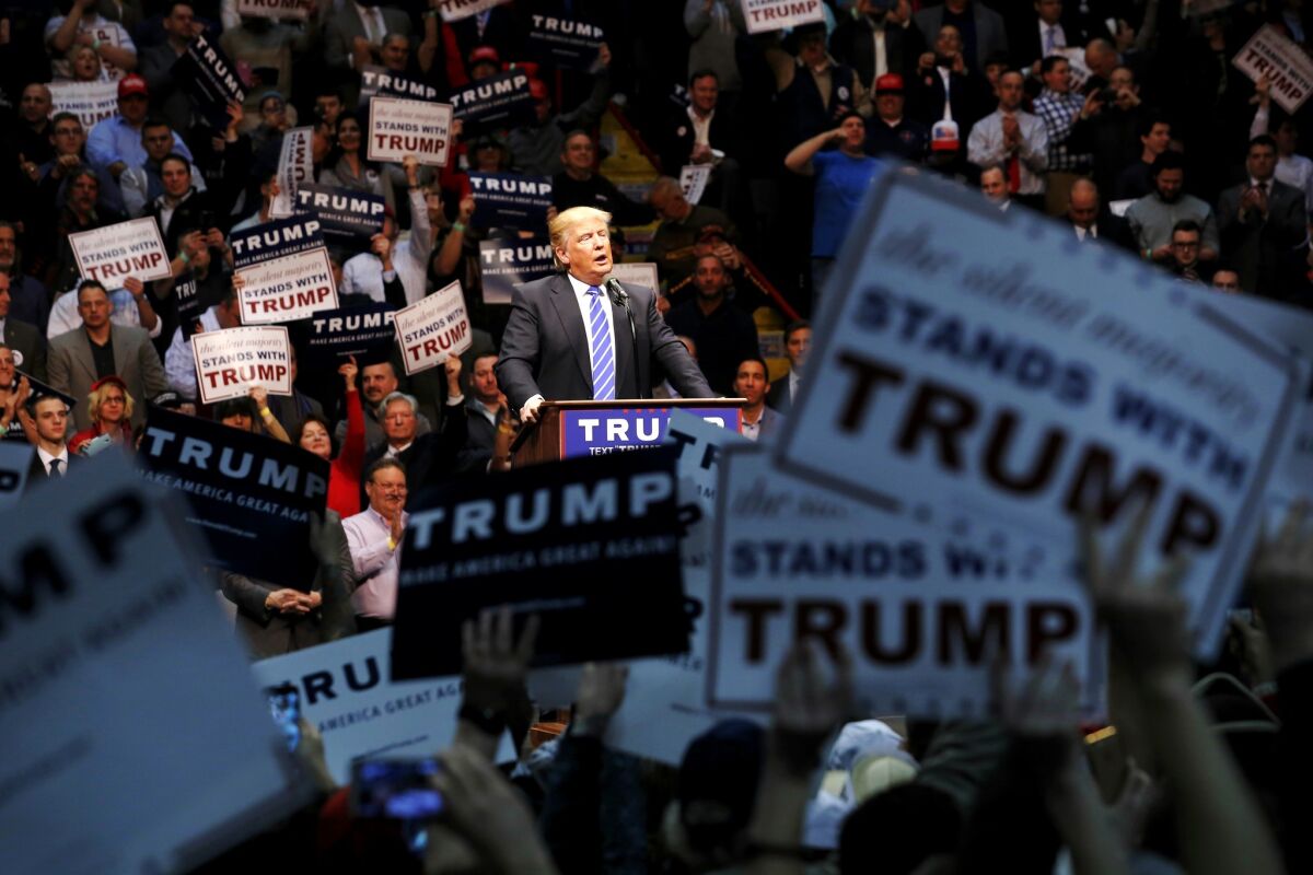 A campaign rally Monday for Donald Trump in Albany, N.Y.