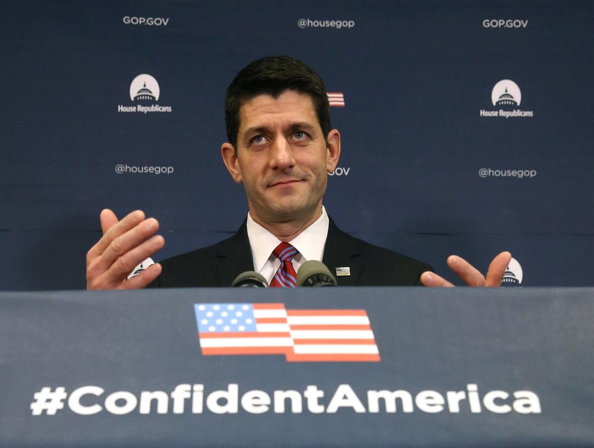 House Speaker Paul Ryan (R-Wis.) addresses the media about the GOP's proposal to repeal major portions of the 2010 Affordable Care Act on Capitol Hill Wednesday.