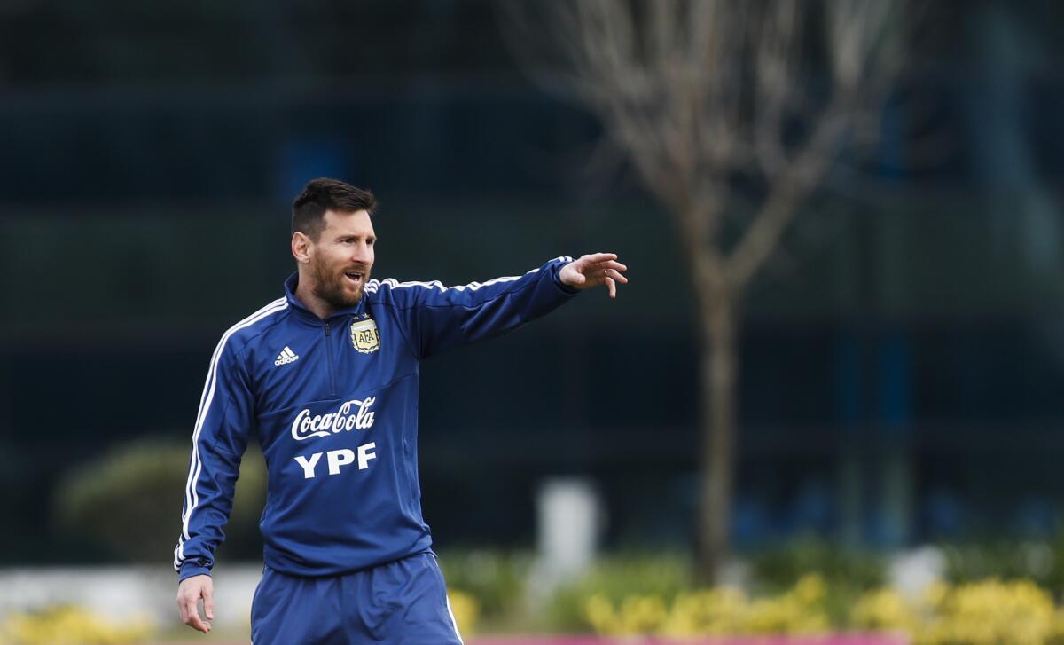 El delantero argentino Lionel Messi durante un entrenamiento de la selección en Buenos Aires.