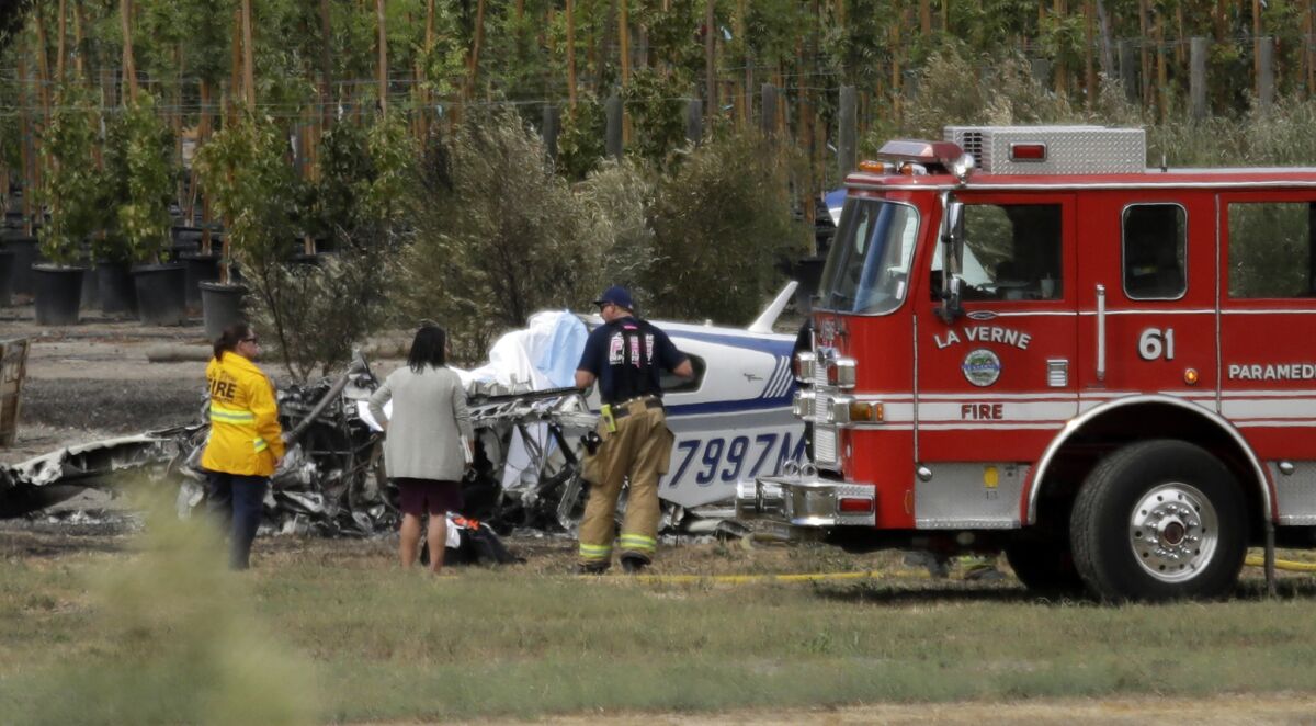 A single-engine plane crashed Monday at Brackett Field Airport in La Verne.