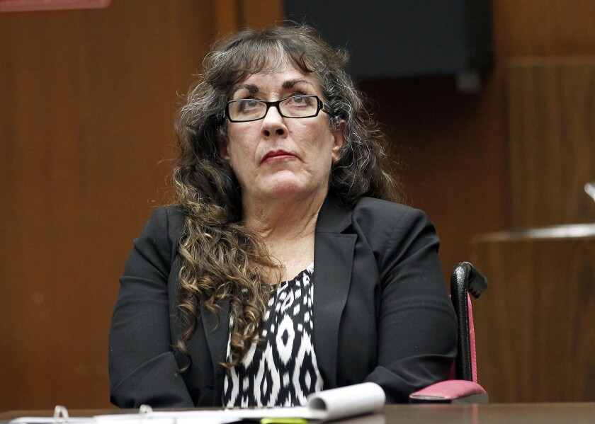 Sherri Lynn Wilkins sits in court during sentencing in Los Angeles on June 12, 2014.