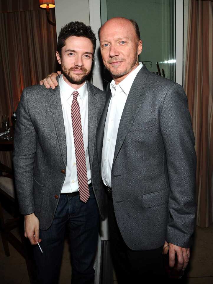 "Two Big to Fail" actor Topher Grace, left, and writer-director Paul Haggis.