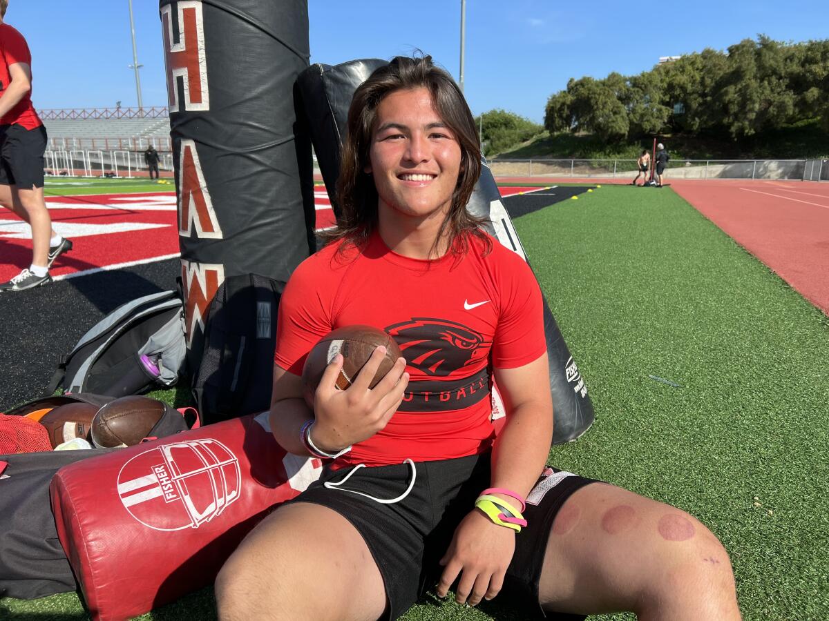 Junior quarterback Bear Bachmeier of Murrieta Valley High poses for a photo.