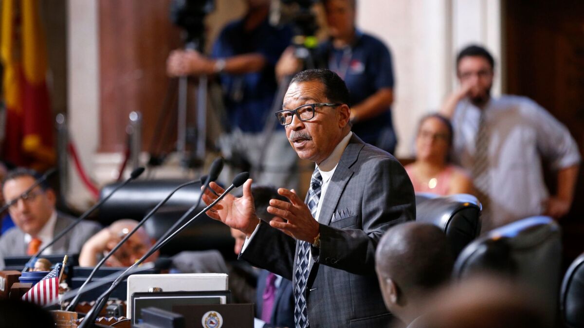City Council President Herb Wesson speaks at Los Angeles City Hall last month.
