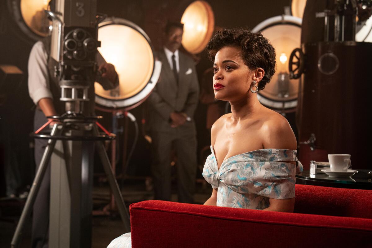 Andra Day on the set of "The United States vs. Billie Holiday" 