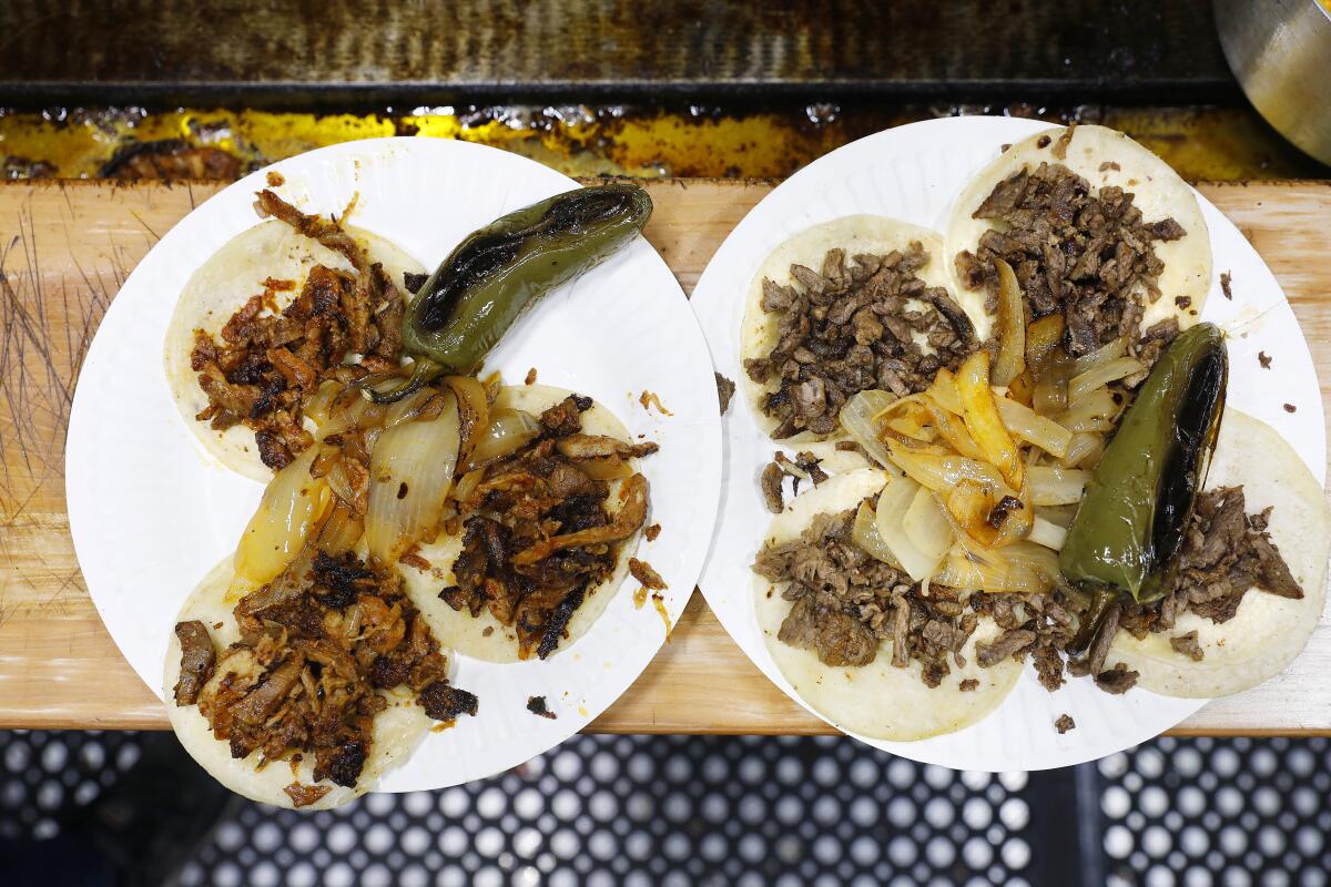 Tacos from the Tacos La Madrina truck.