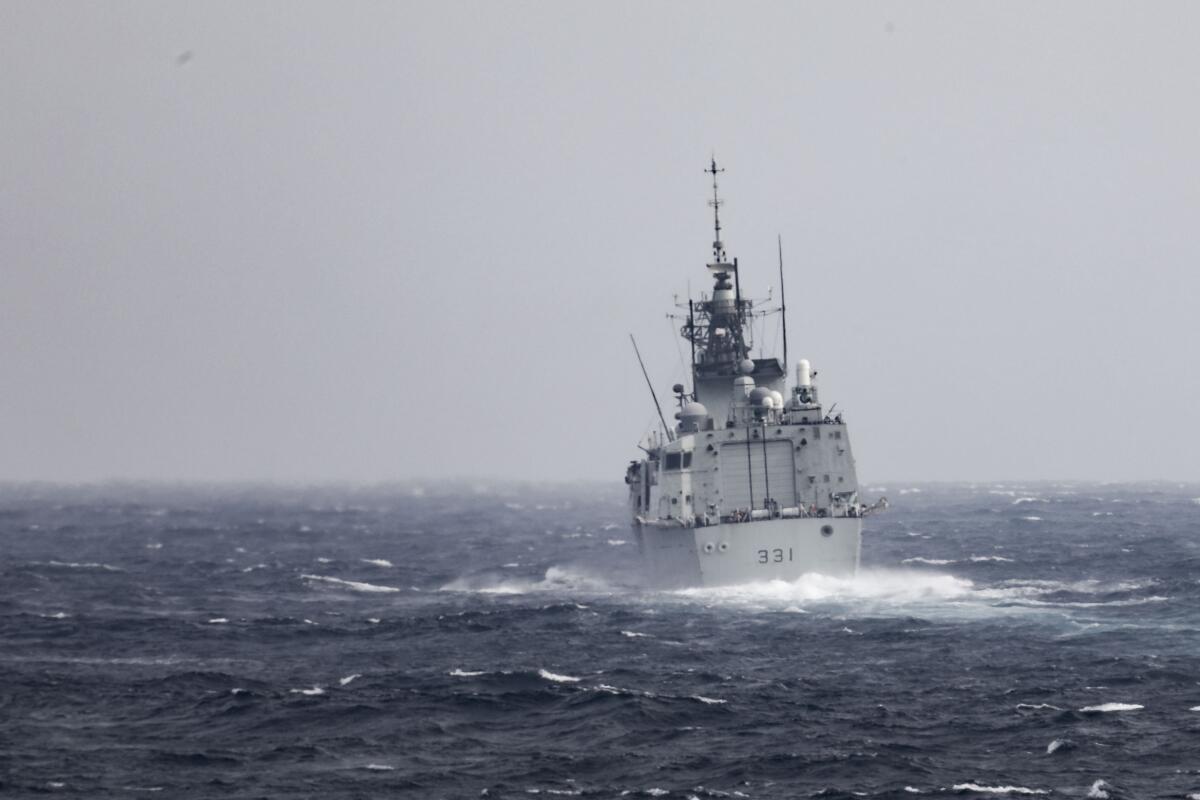 Royal Canadian Navy frigate in the Taiwan Strait