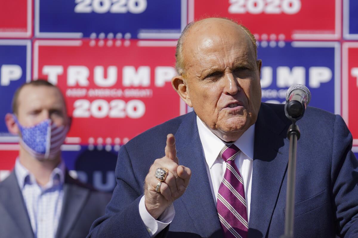 Former New York mayor Rudy Giuliani speaks