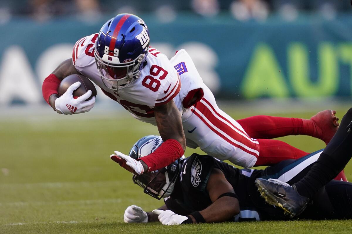 Giants rookie WR Toney's season over after playing 10 games - The San Diego  Union-Tribune