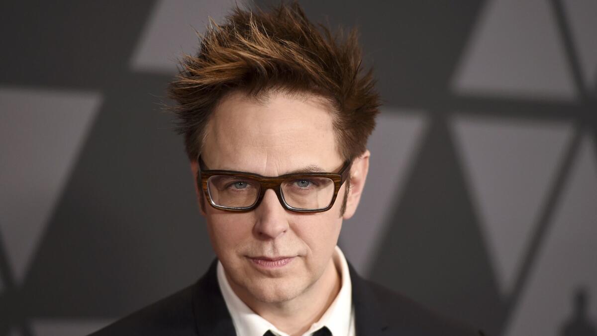 Filmmaker James Gunn, who recently was chastised over his old tweets that joked about subjects like pedophilia and rape.