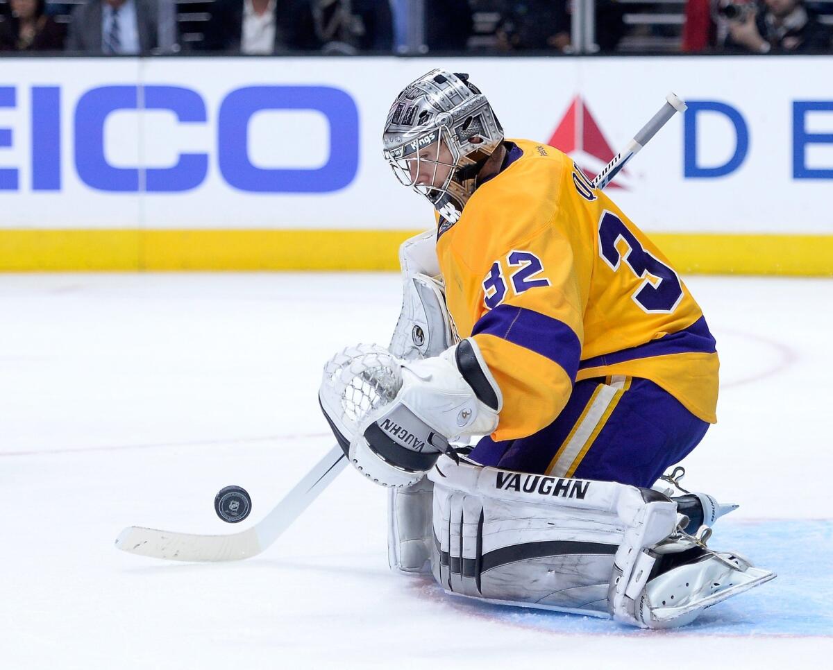 Kings goalie Jonathan Quick recorded his fourth shutout of the season and the 35th of his career Tuesday against Detroit.