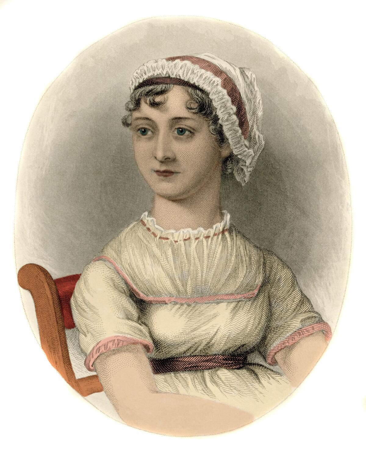 A portrait of English writer Jane Austen 1775-1817. 
