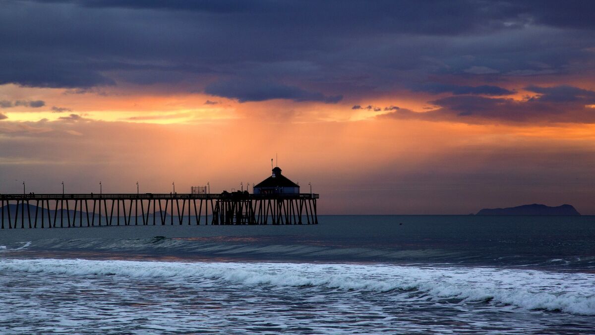 Imperial Beach Pier during the sunset hour.