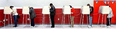 Citizens vote in a polling place at Perrin Woods Elementary School in Springfield, Ohio.