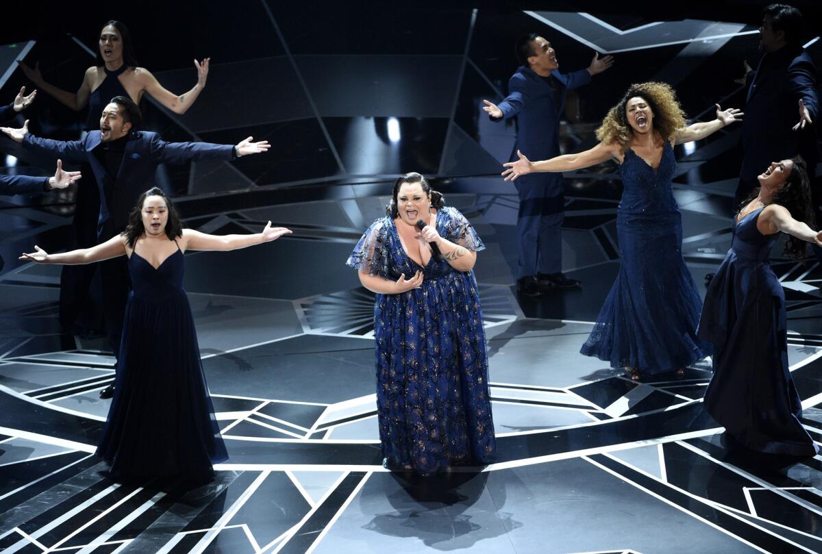 Keala Settle performs "This Is Me" from "The Greatest Showman" at the Oscars on Sunday.