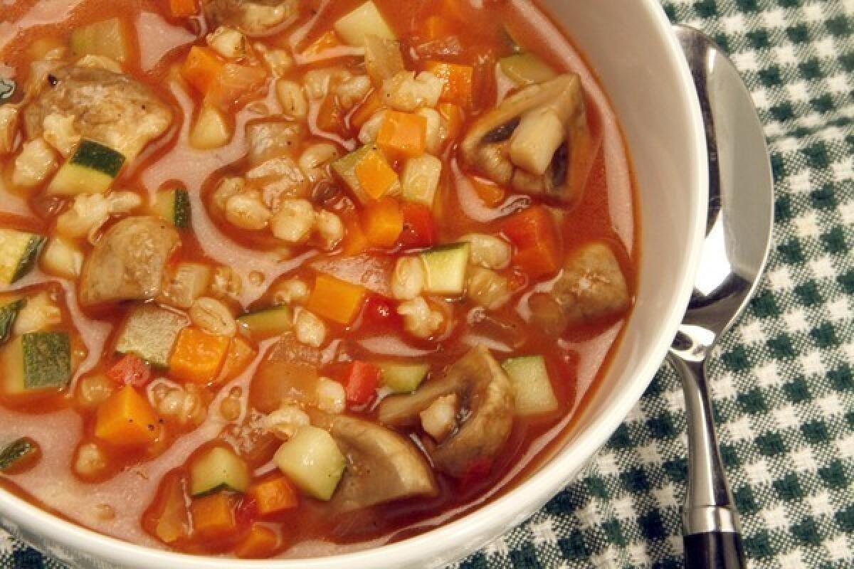 Hearty vegetable soup, adapted from Coral Tree Cafe's vegetable soup.