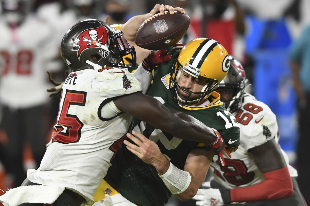 Rodgers, Packers sputter against stingy Buccaneers defense - The San Diego  Union-Tribune