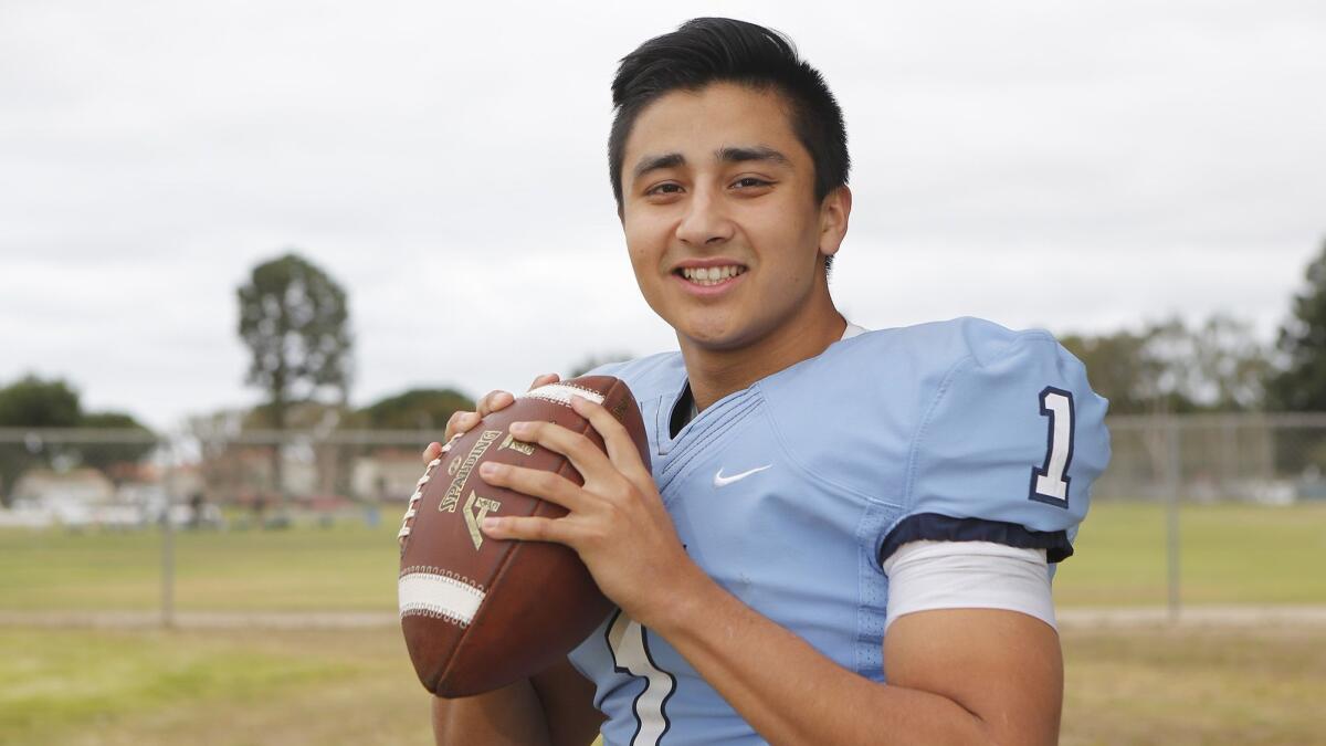 Corona del Mar High quarterback Nathaniel Espinoza is the Daily Pilot Football Dream Team Player of the Year. He passed for 2,460 yards and 29 touchdowns, with only four interceptions, and rushed for 803 yards and 15 touchdowns.