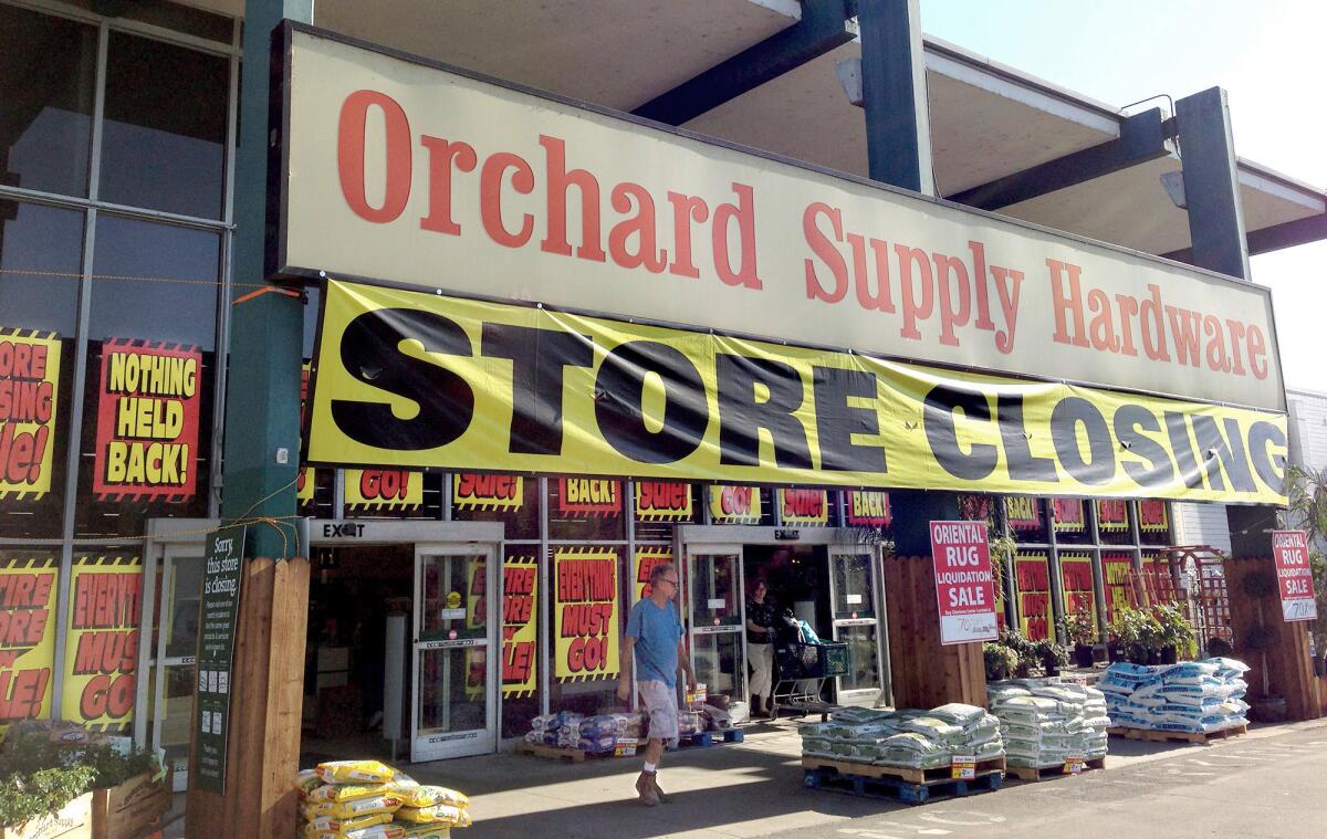 The Burbank Orchard Supply Hardware store on Victory Boulevard is selling off its remaining stock and closing its doors.