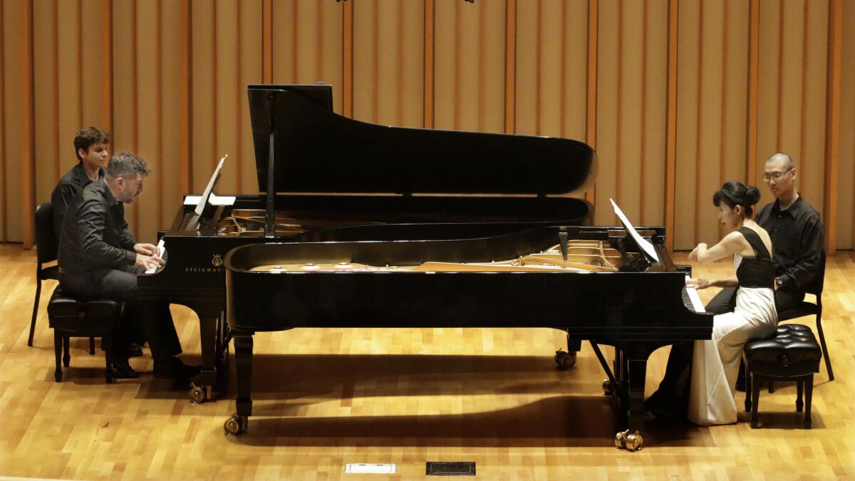 Thomas Ades and Gloria Cheng perform in a duo piano recital at Zipper Hall.