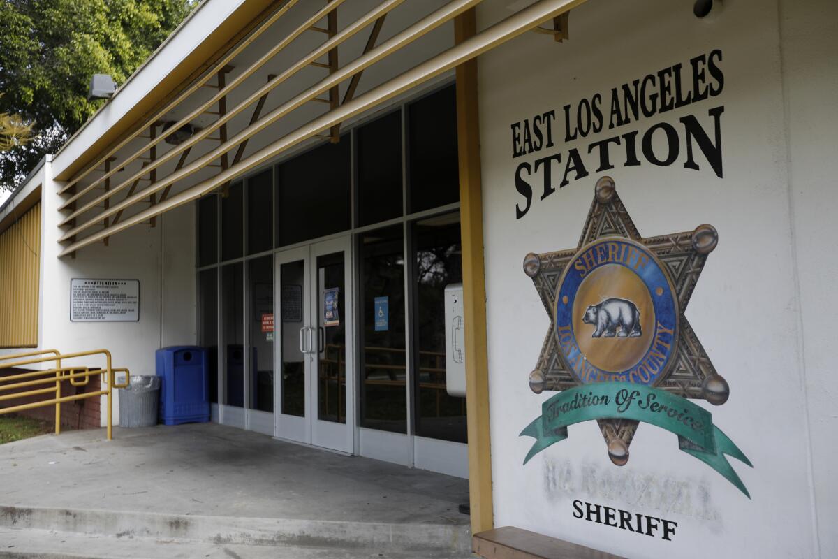 The entrance to the East Los Angeles Sheriff’s Station.