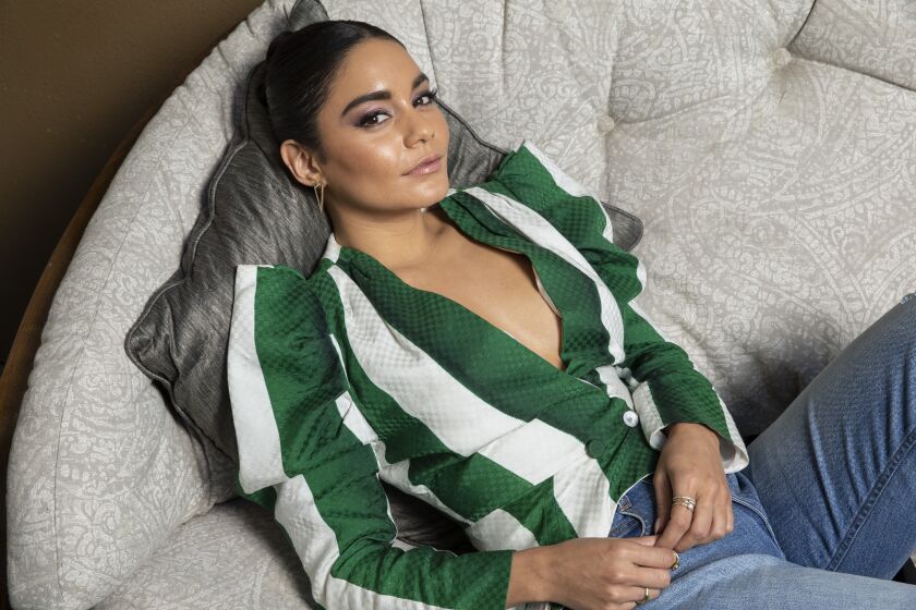 LOS ANGELES, CALIF. -- SUNDAY, NOVEMBER 17, 2019: Actress Vanessa Hudgens sits for portraits at the Four Seasons Los Angeles at Beverly Hills Hotel in Los Angeles, Calif., on Nov. 17, 2019. (Brian van der Brug / Los Angeles Times)