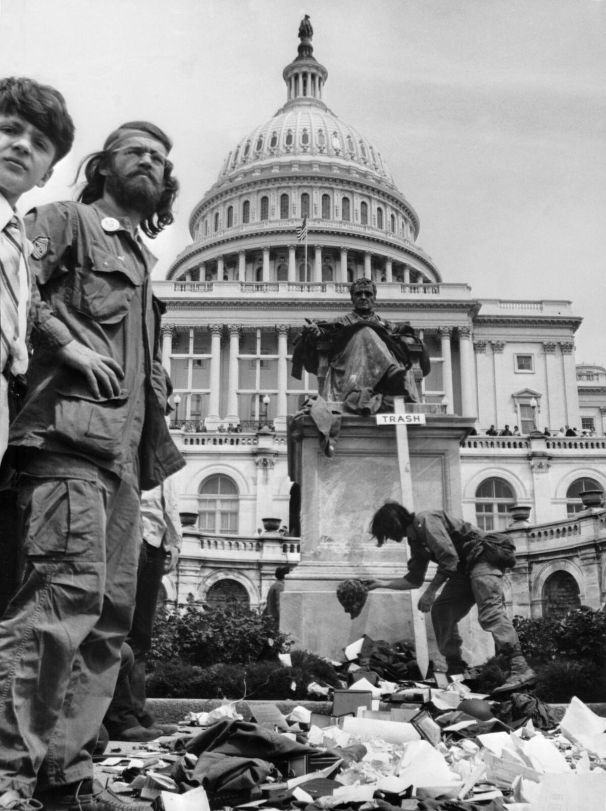 Veterans of the war in Vietnam protesting in Washington on 26 April 1971.