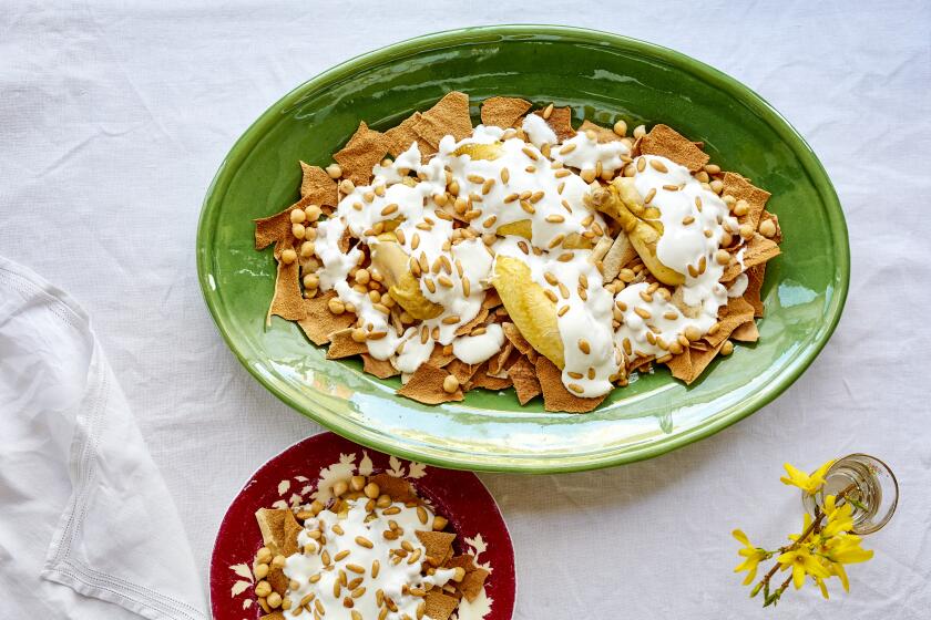 Fattet Ghanam (Lebanese Lamb Fatteh) cooked by Anissa Helou.