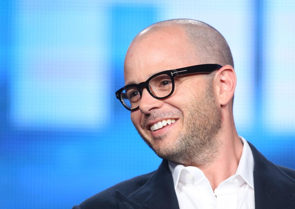 Executive producer/writer Damon Lindelof speaks during a panel discussion on "The Leftovers" during the Television Critics Assn. media tour at the Langham Huntington Hotel in Pasadena.