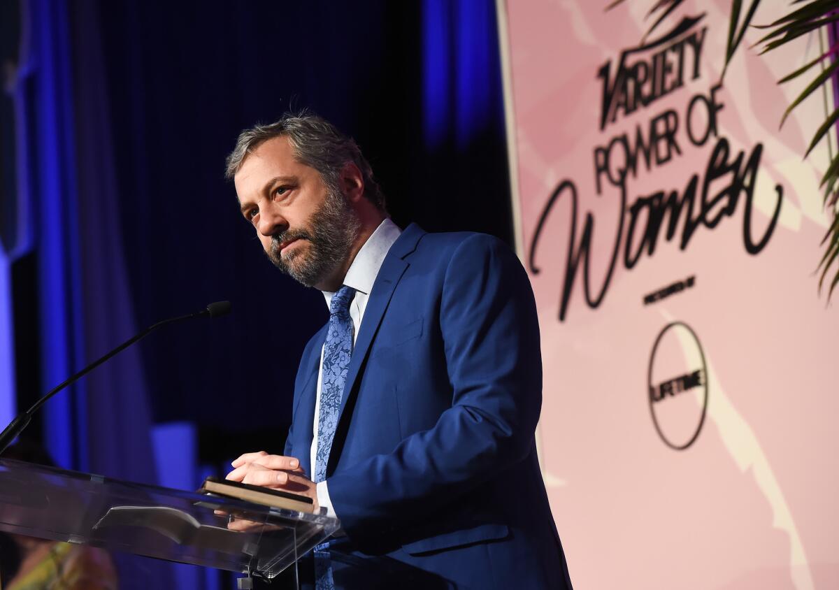 Judd Apatow onstage during Variety's Power of Women luncheon in Beverly Hills.
