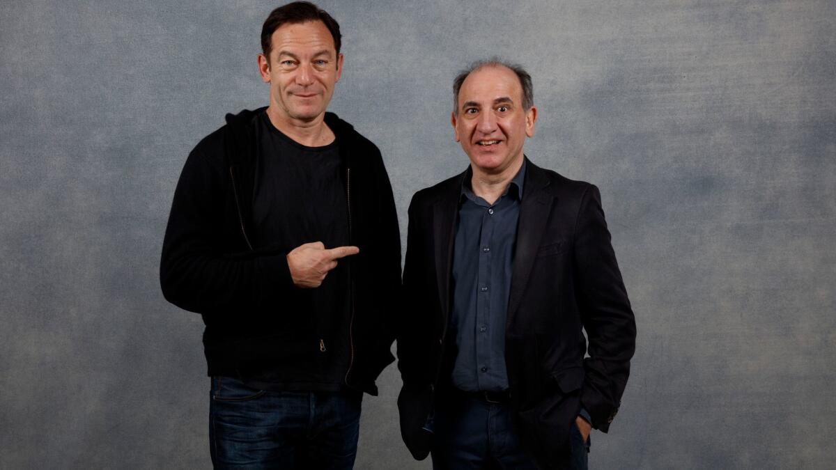 Actor Jason Isaacs, left, and writer-director Armando Iannucci, from "The Death of Stalin." Photographed during the Sundance Film Festival in Park City, Utah, on Jan. 21, 2018.