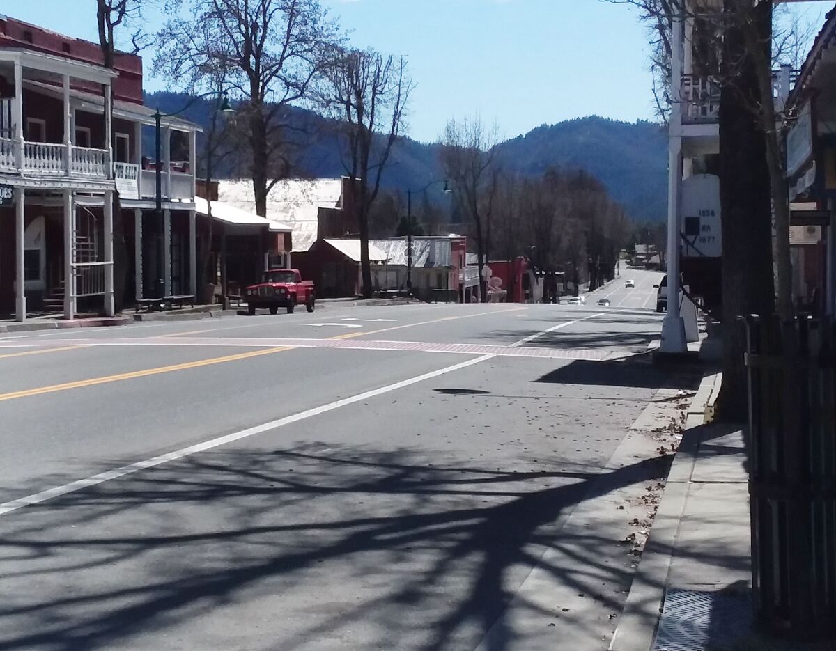 Empty street in Weaverville, California